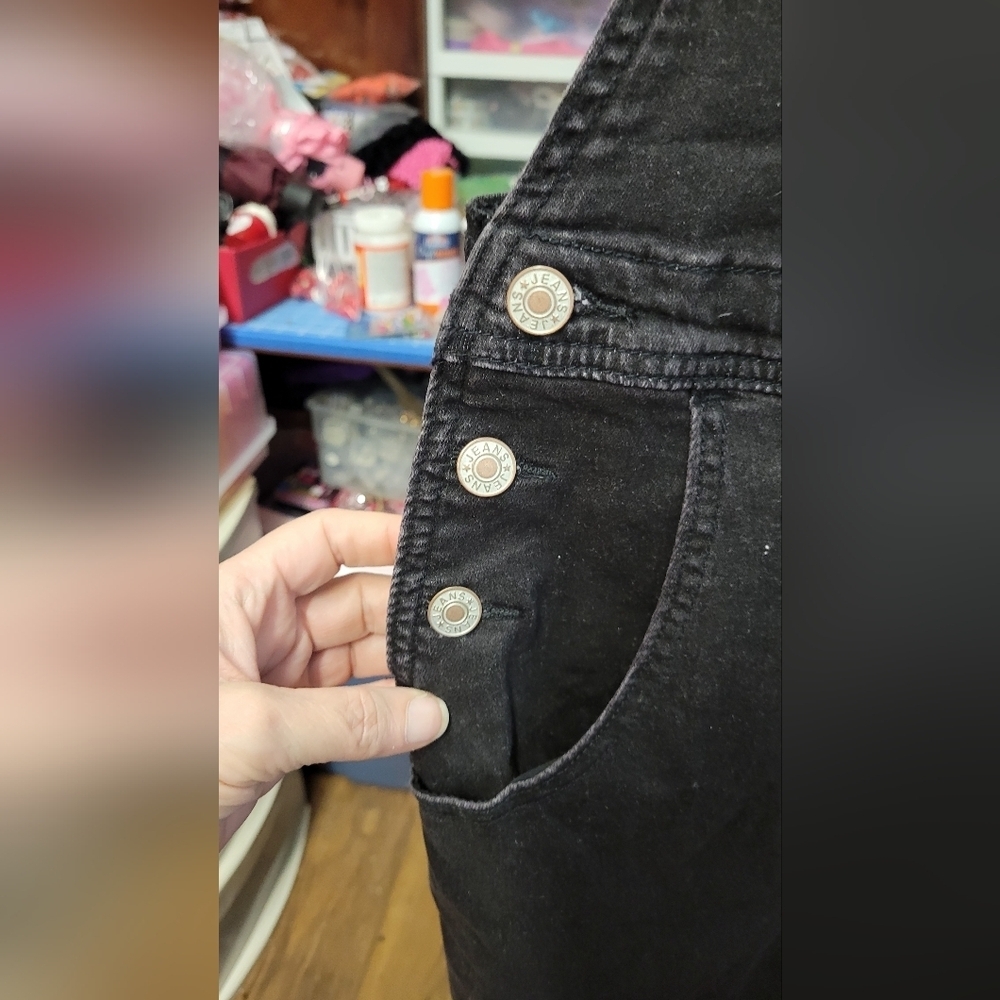 Medium Black Denim Overalls - Picture 2 of 7